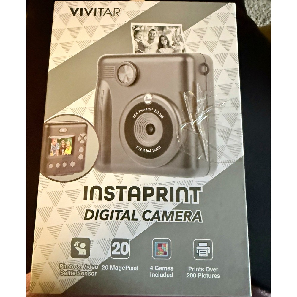 Vivitar Instaprint Instant Digital Camera 20MP 16x Zoom Instant Printing Gray